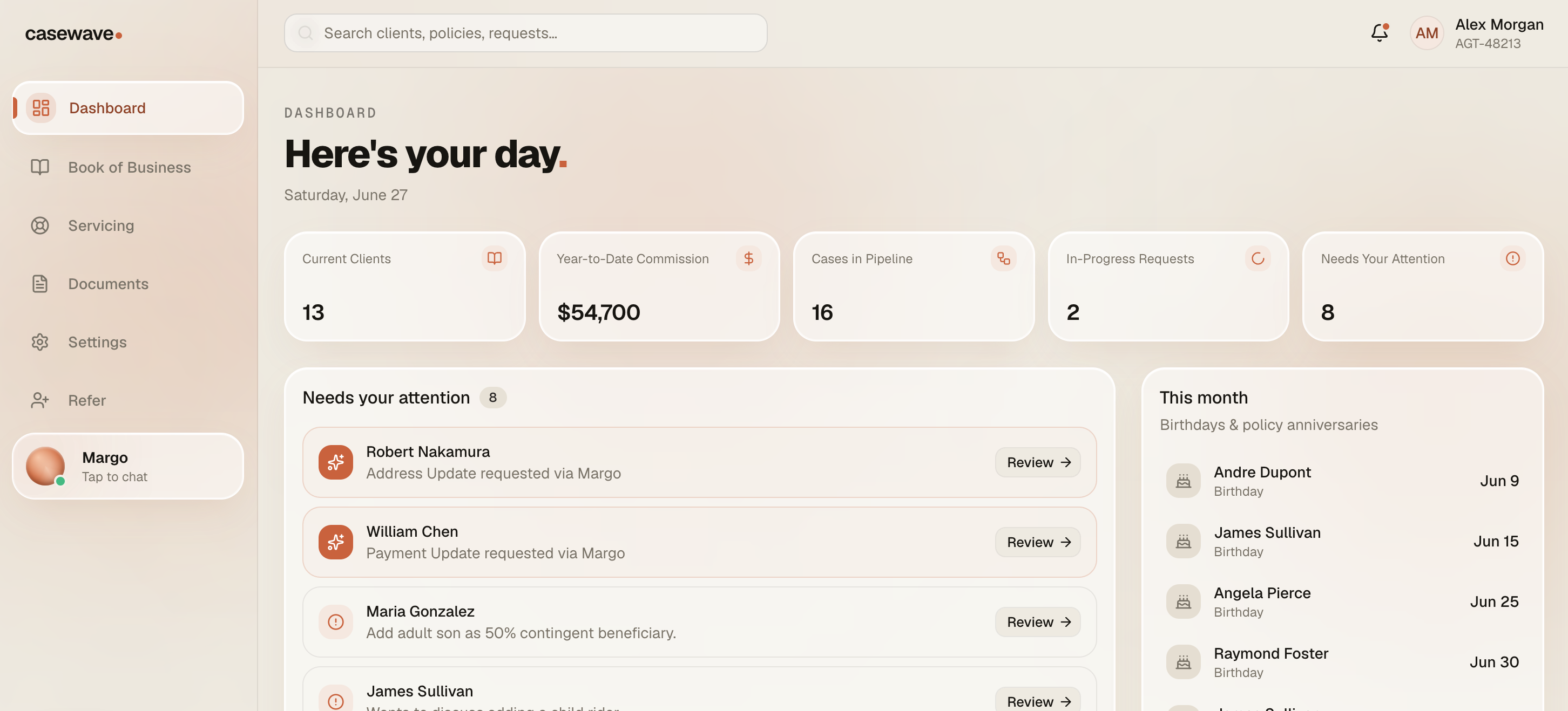 Casewave dashboard